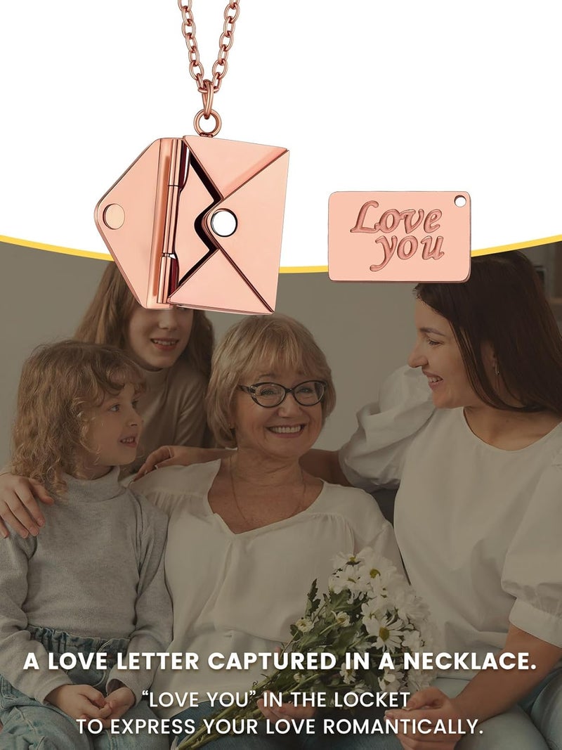 KeyStyle Personalized Envelope Locket Necklace for Women, Custom Love Letter Message Necklaces Birthstone Photo Jewelry Mother's Day Christmas Gift for Fiancee Mom Wife - Image 5